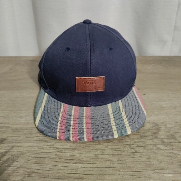 Vans Hat Cap Snapback‎ Blue Red Adjustable Adult Spell Out Leather Patch - Picture 1 of 7